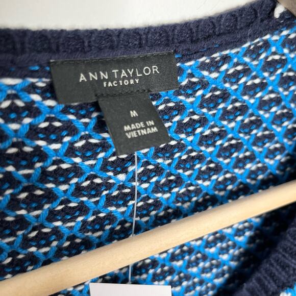 Ann Taylor Womens Open Front Cardigan Sweater Medium Blue Knit Long Sleeve - Picture 6 of 11